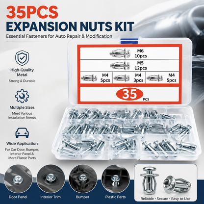 35Pcs Expansion Screw Petal Nut, M4 M5 M6 M8 Hollow Wall Anchors Nuts Kit with Screws