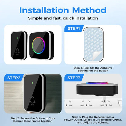 [No Need Batteries] Wireless Doorbell, Waterproof Electronic Doorbell Kit