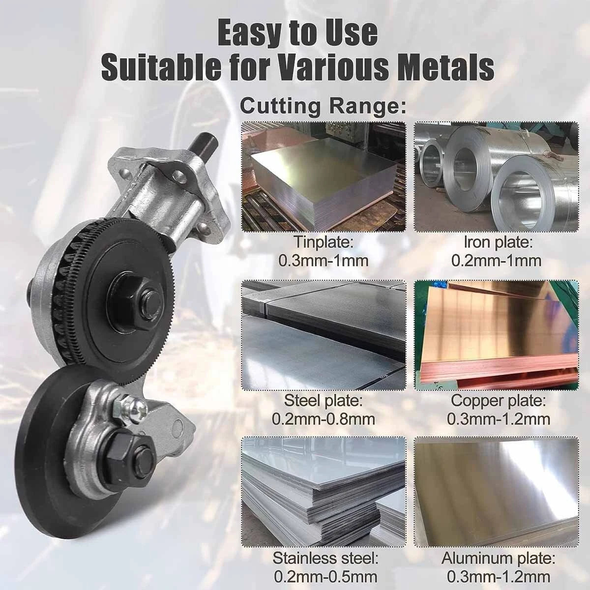 Electric Drill Sheet Metal Cutter Attachment Set for Cutting Iron