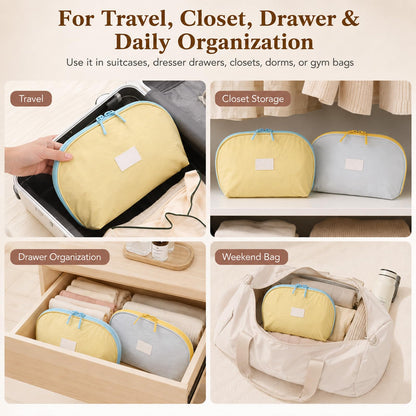 2 Pack 3-in-1 Portable Underwear Travel Organizer Bag Undies Storage Case for Women