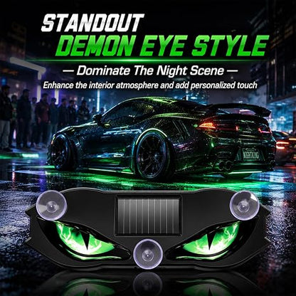Solar Demon Eye LED Car Window Light, Wireless Demon Eyes Windshield Warning Lamp