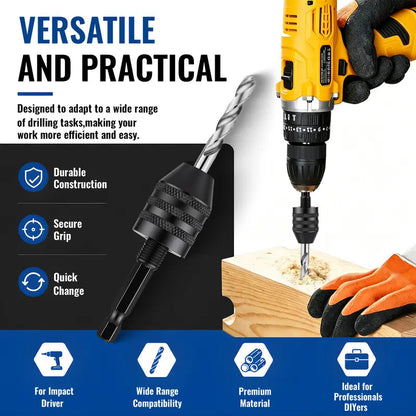 2Pcs Keyless Drill Chuck Adapter Set