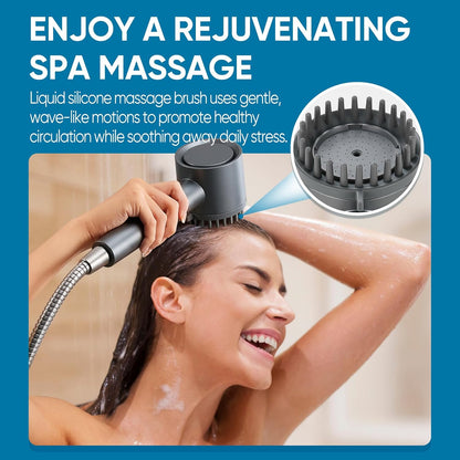 Silver Filtered Handheld Shower Head with ON/OFF Switch, Multi-Mode