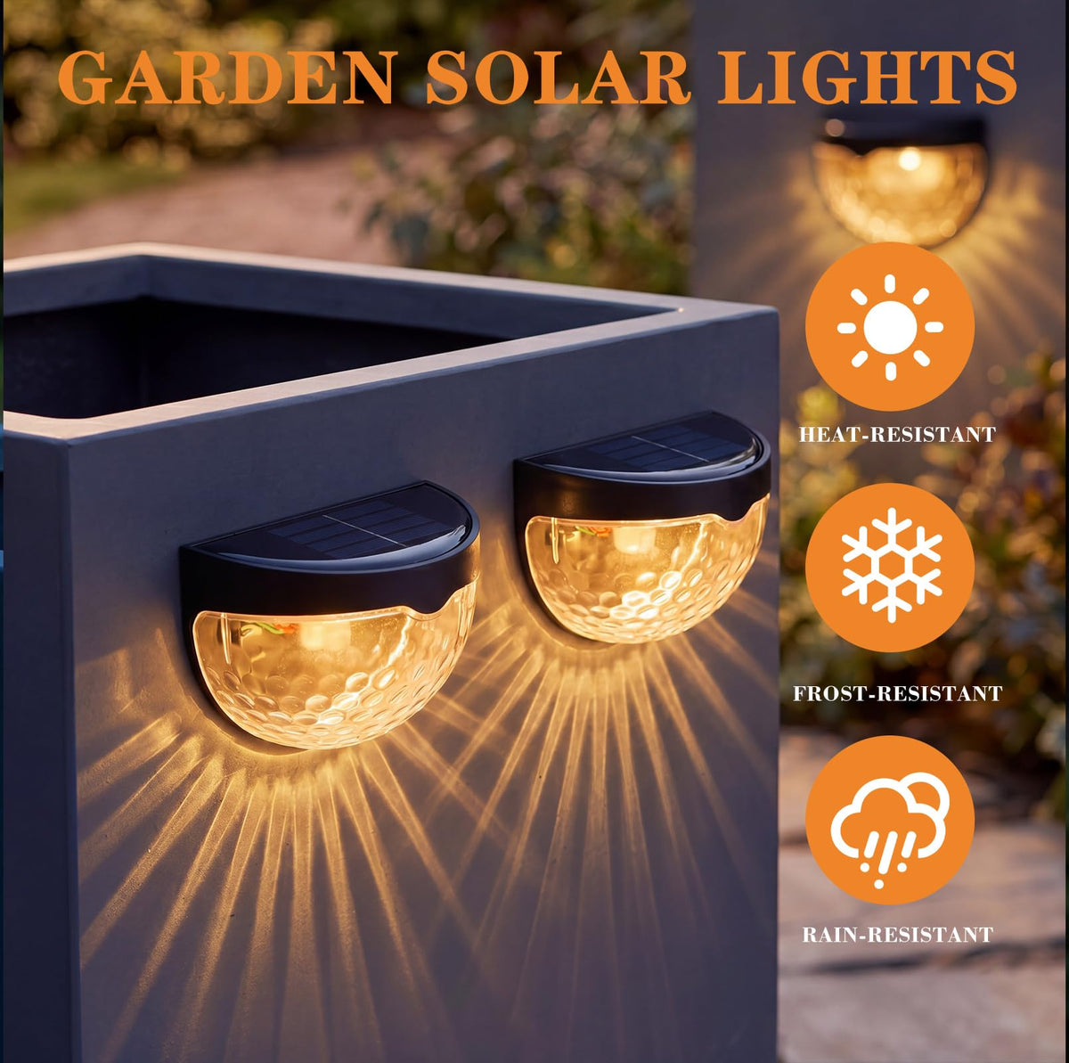 2 Pack LED Waterproof Garden Bed Solar Lights with Dusk to Dawn Sensors