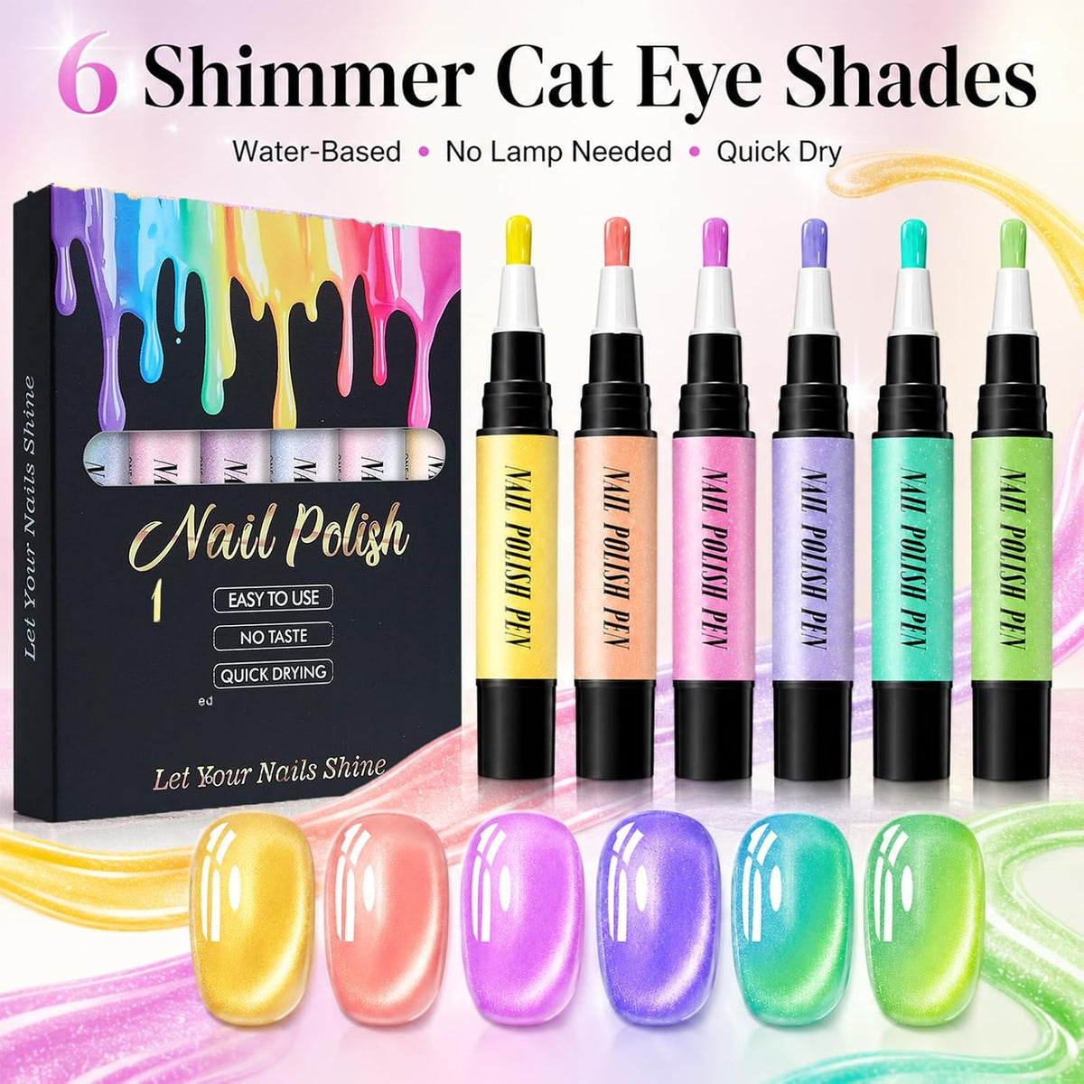 6 Colors Gel Nail Polish Pens, One Step Quick Dry UV Gel Nail Polish Set