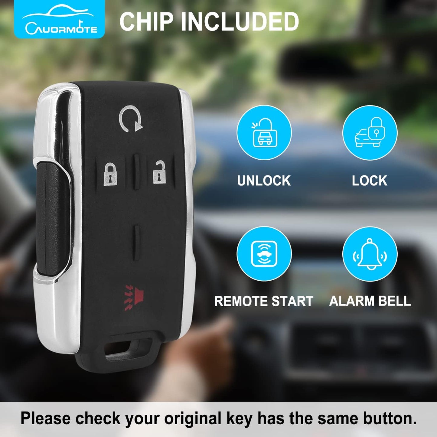 GM Chevrolet GMC 4 Button Remote Replacement Shell - Chrome Sides by Car & Truck Remotes