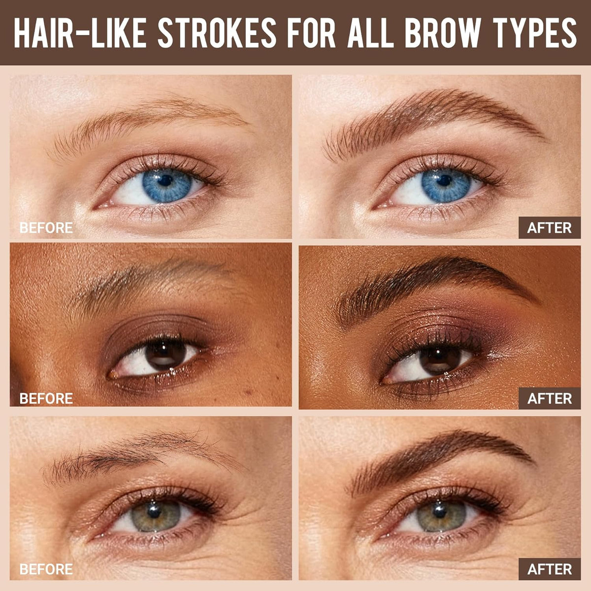Vevivia Beauty Eyebrow Pen, Precise 4-Tip Brow Pencil for Natural-Looking Fuller Brows