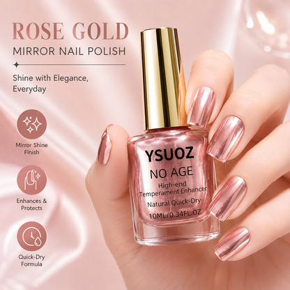 Rose Gold Chrome Nail Polish – Quick-Dry, Mirror Shine, Lasts