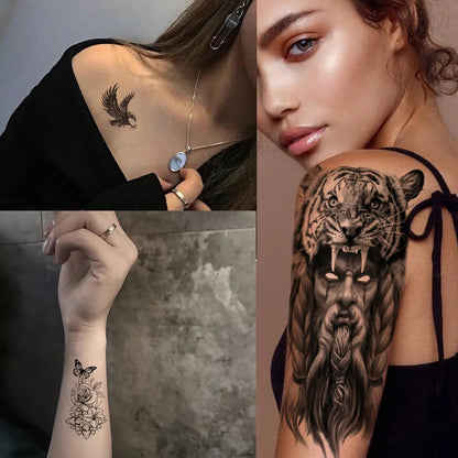 36 Sheets Large Black Arm Temporary Tattoos For Men Forearm Women Thigh