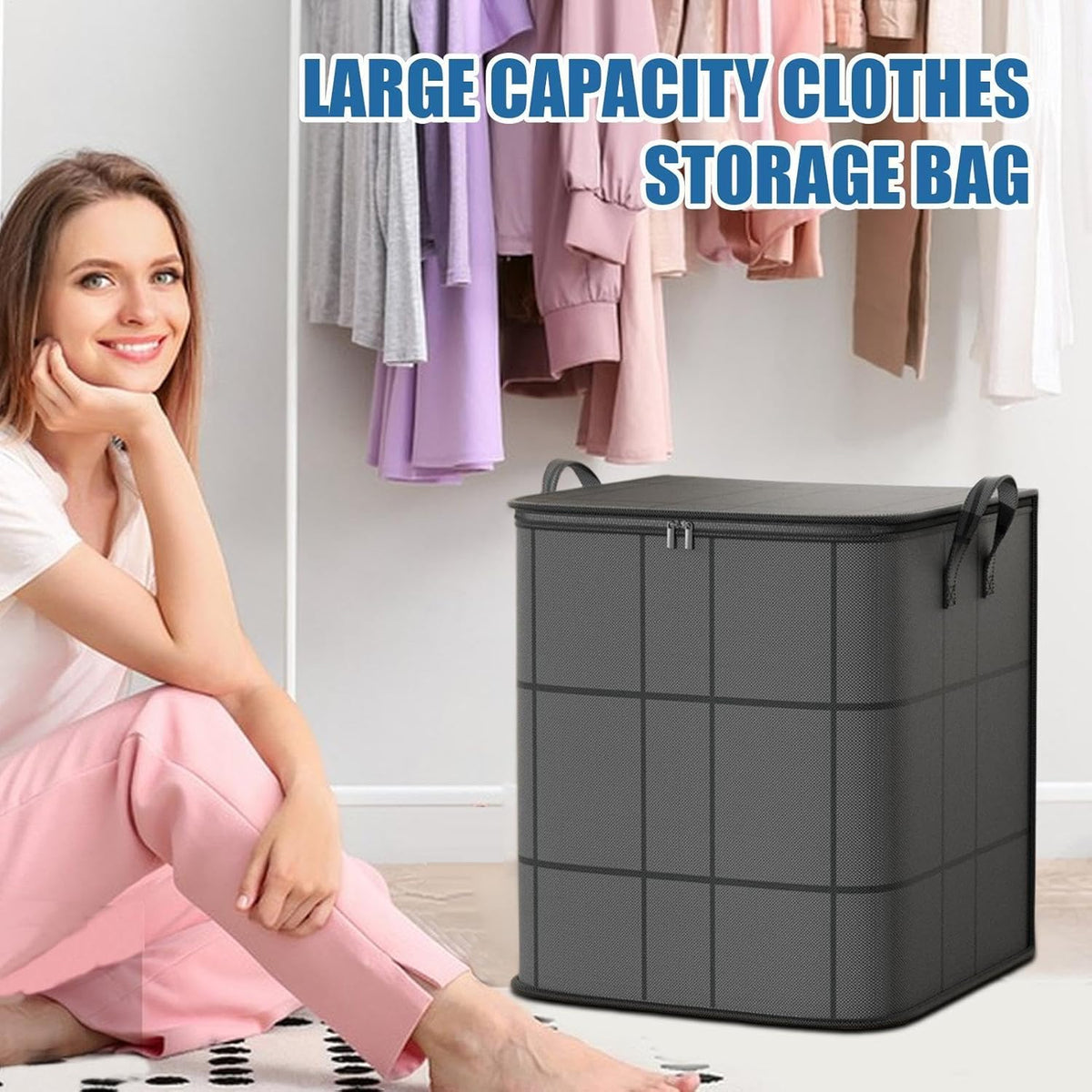 Large Clothes Storage Bag Zippered Moving Container