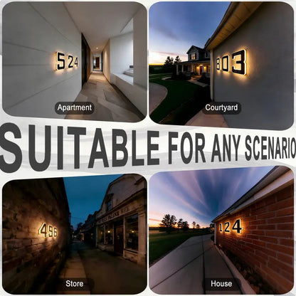 Solar Lighted House Numbers for Outside Waterproof LED Address Signs for Houses