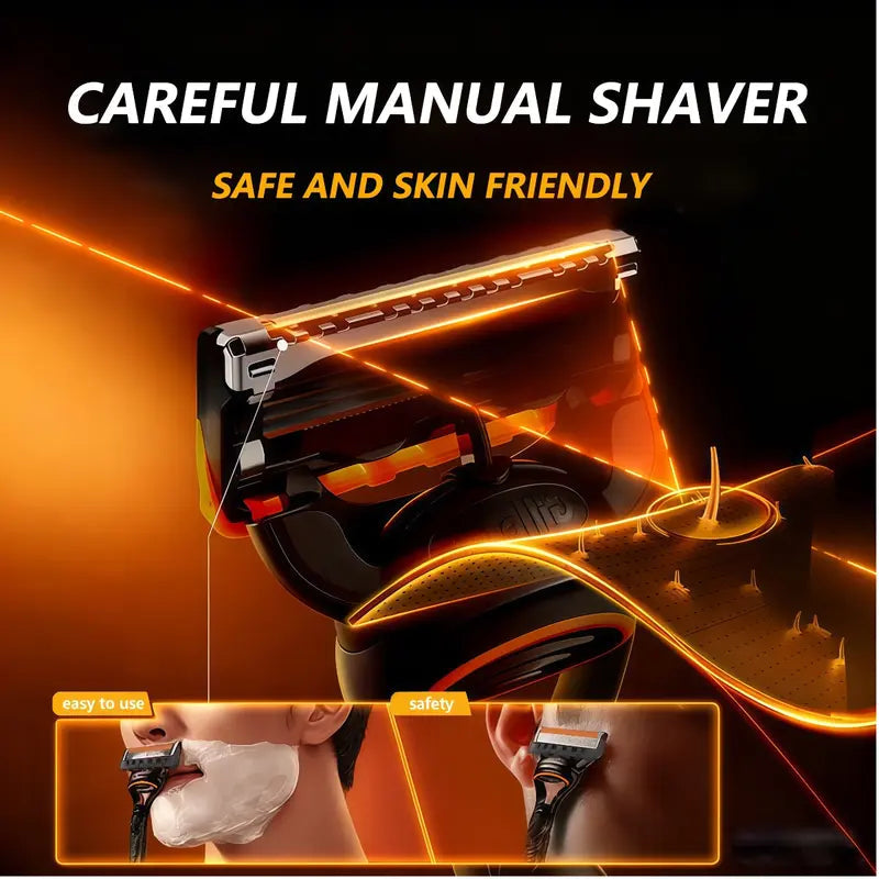 24 Replacement Razor Blades + Handle – Barber-Smooth Shaves for Less