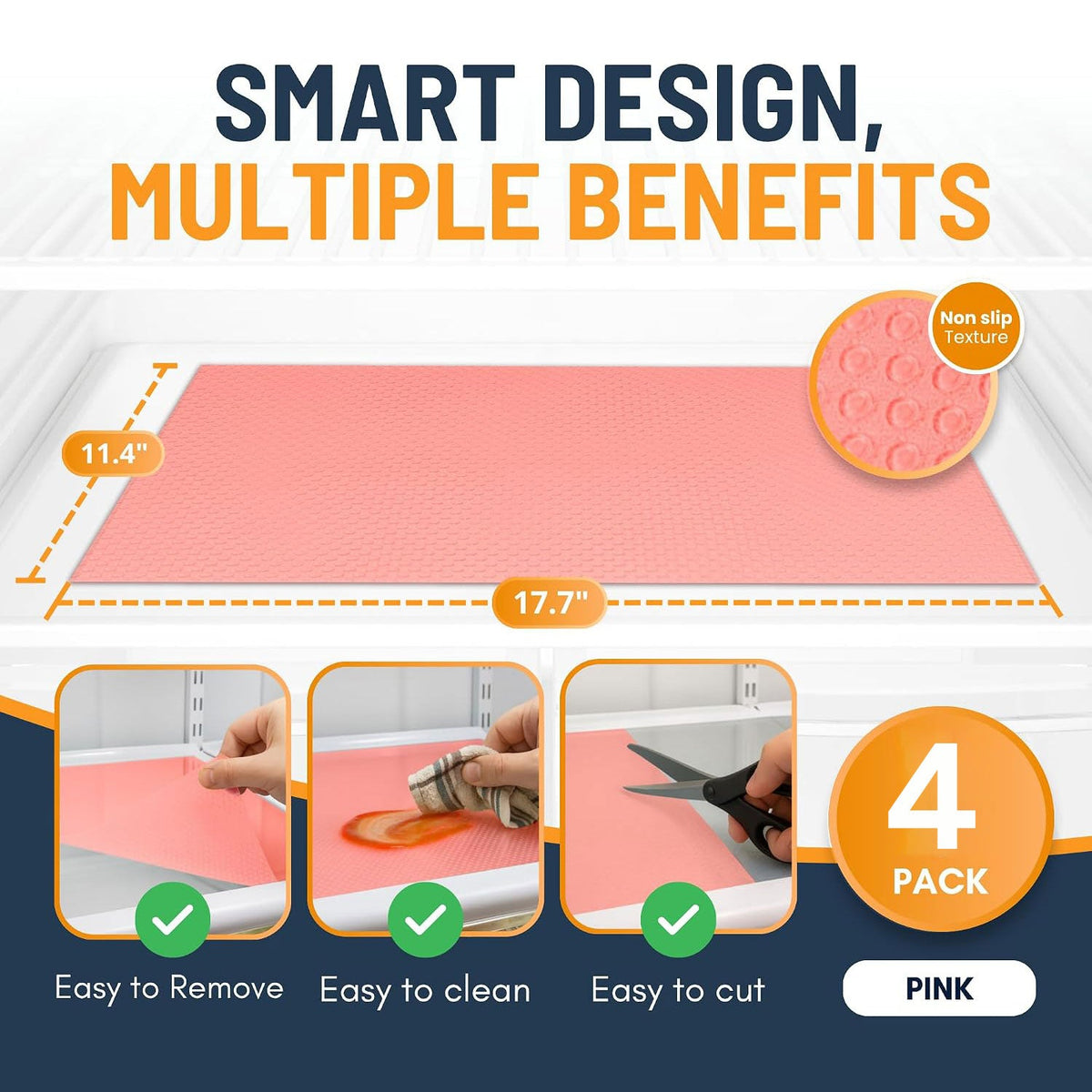 Refrigerator Liners for Shelves Non-Adhesive Shelf or Drawer Liner