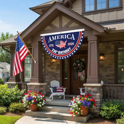 America 250th Birthday Semicircular Flag Banner 1776–2026 Patriotic Bunting