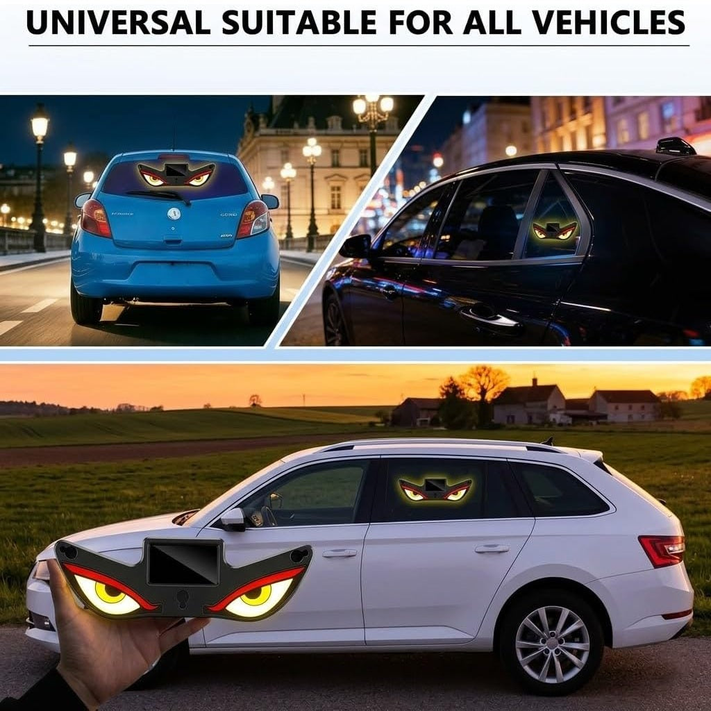 Wireless No Drill Solar and USB Powered Devil Eyes Warning Lights for Cars Windshield Rear Window
