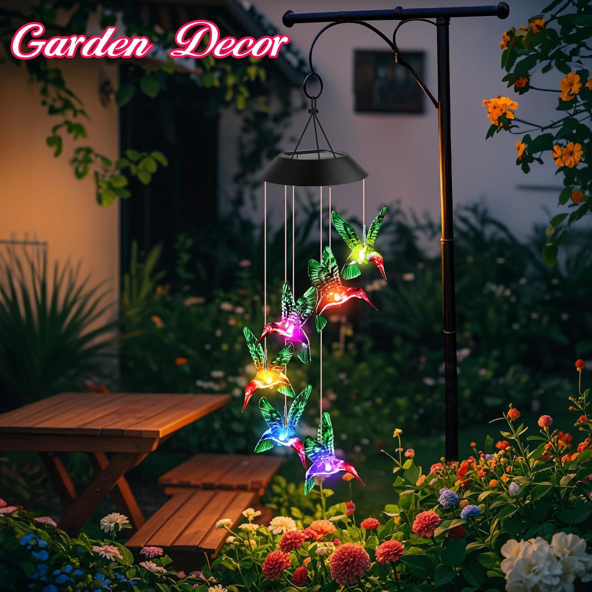 Wind Chimes Waterproof Solar Lights Outdoor Decor