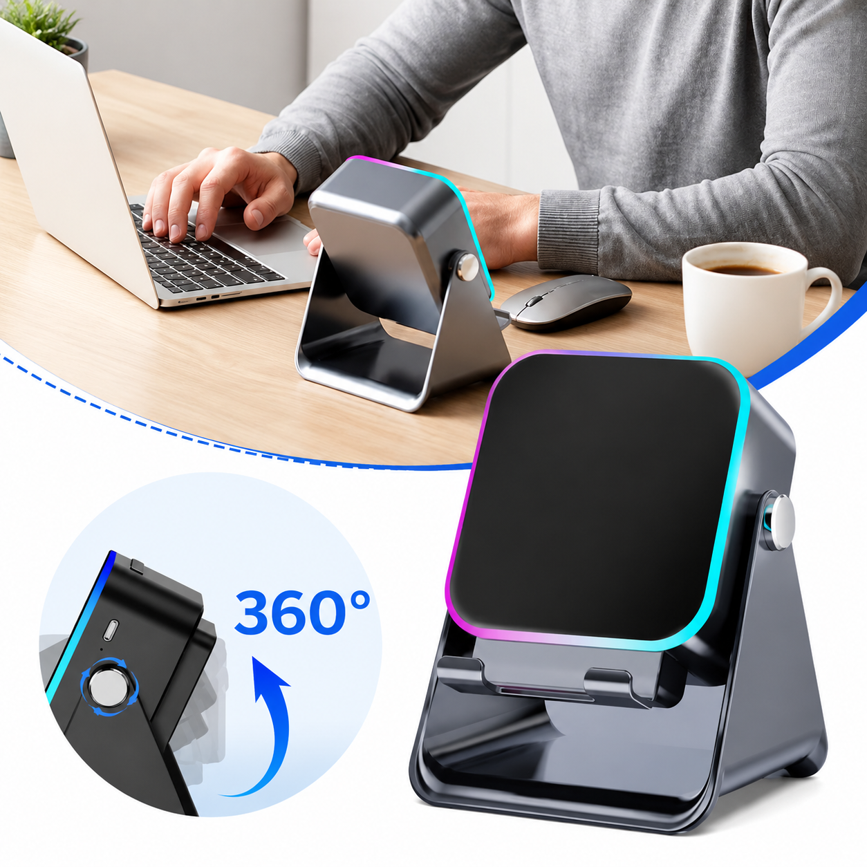 5-in-1 Wireless Induction Bluetooth Speaker with Phone Stand