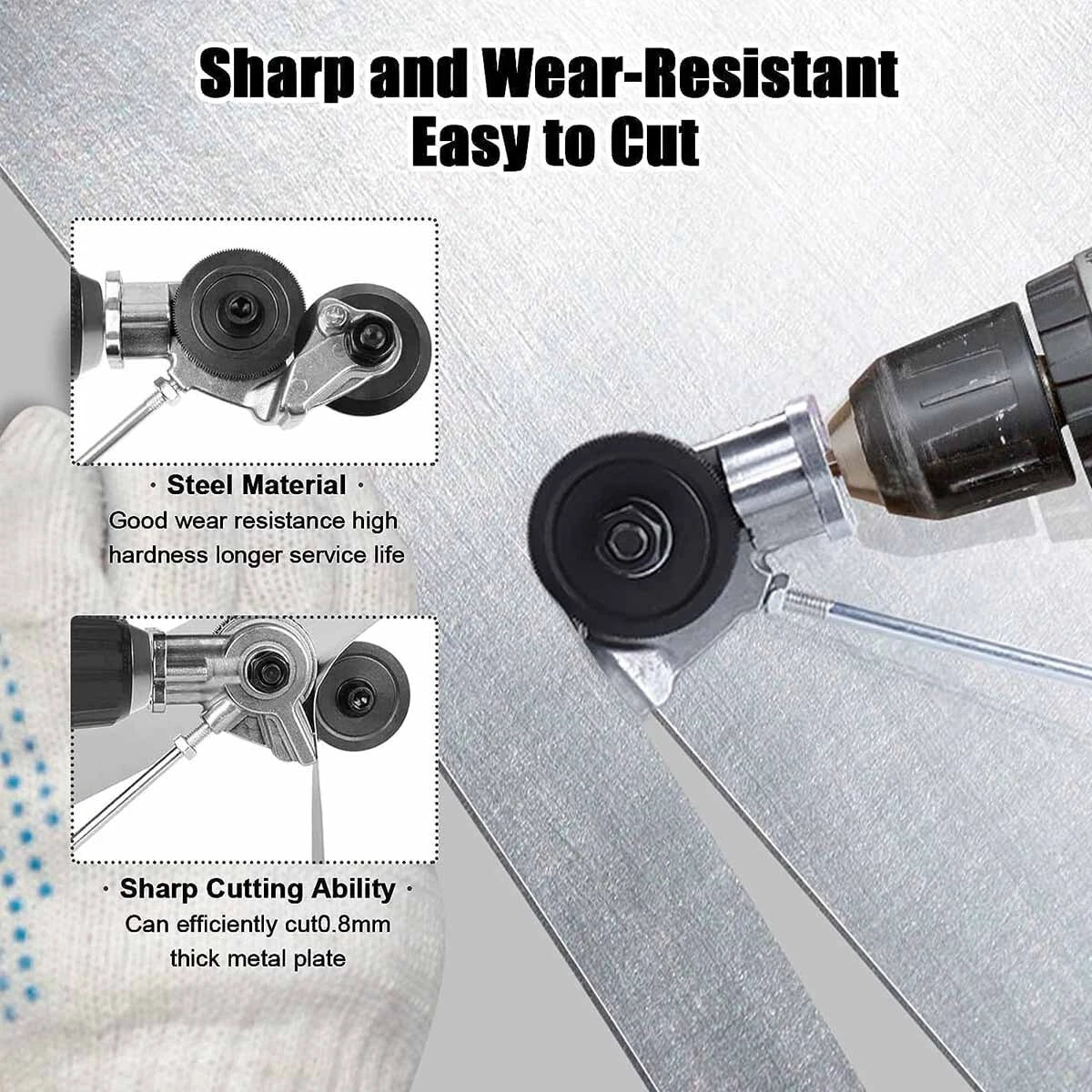 Electric Drill Sheet Metal Cutter Attachment Set for Cutting Iron