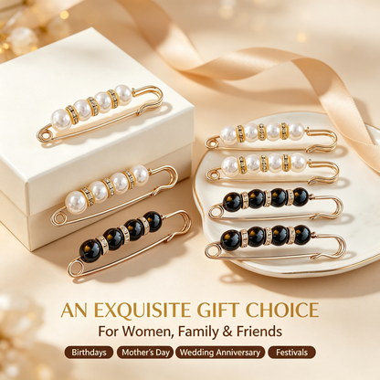 6PCS Exquisite Rhinestone And Pearl Brooch - Pearl Brooch/Waist Button