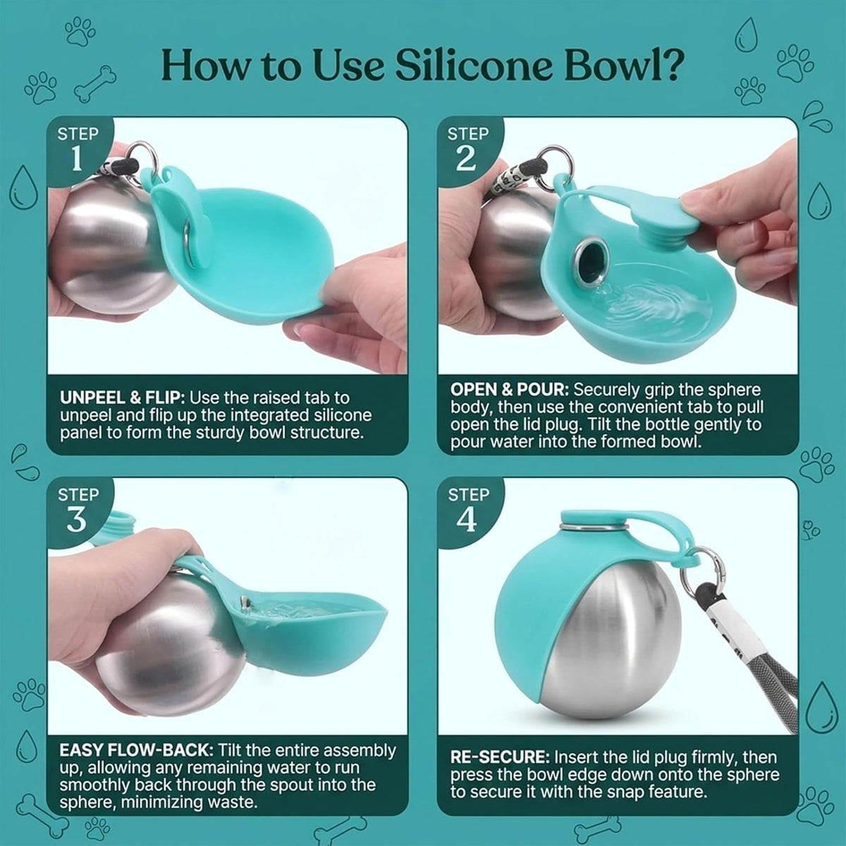 2-in-1 Portable Dog Water Bottle for Small Dogs - Leak Proof & Compact