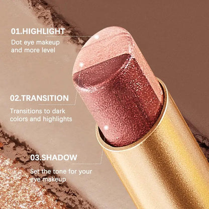 Three-Color Eyeshadow Stick, Fine Shimmer Gradient Contour Highlighter