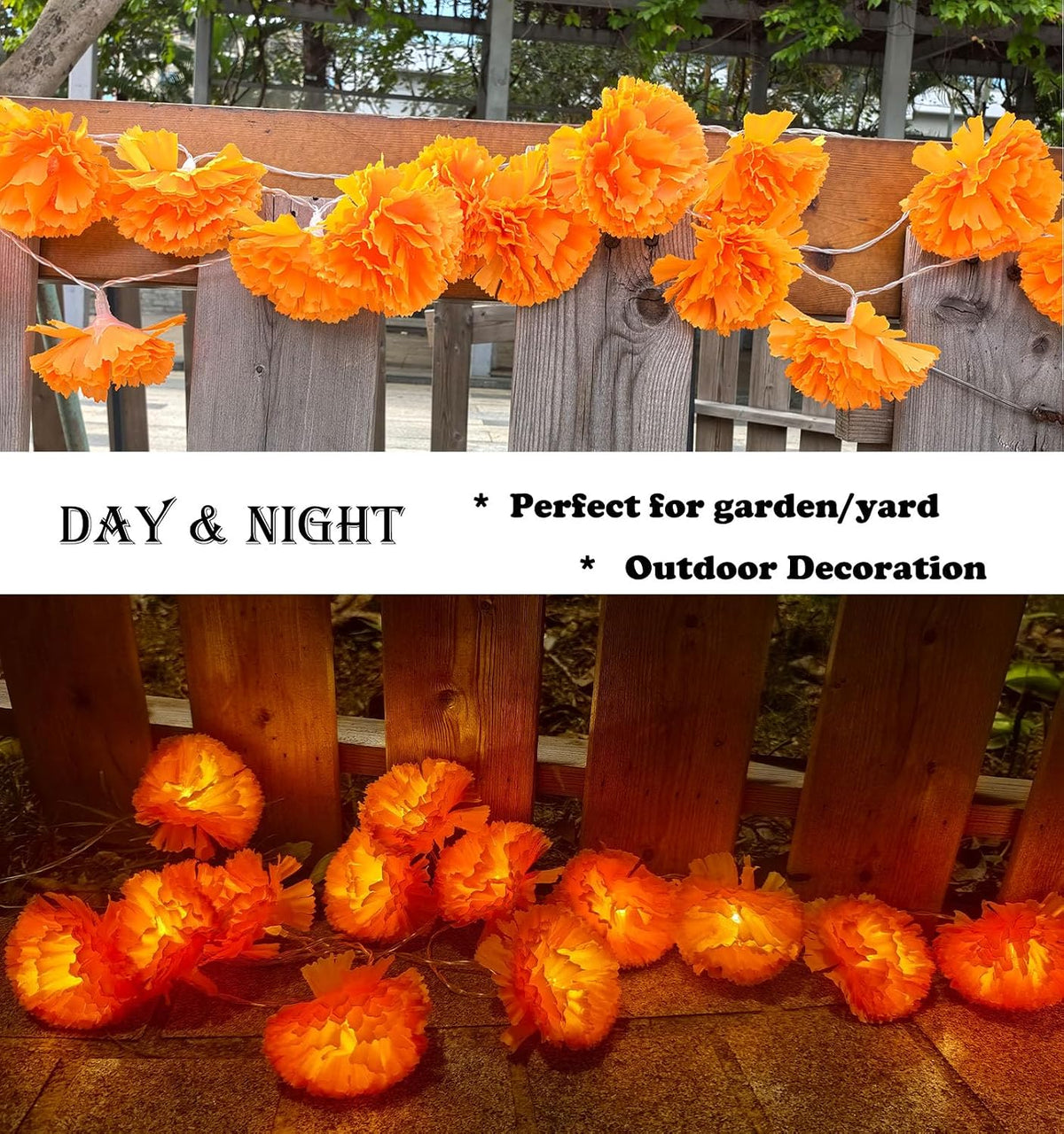 Marigold Garland Lights String for Day of The Dead Decorations 10ft 20 Led