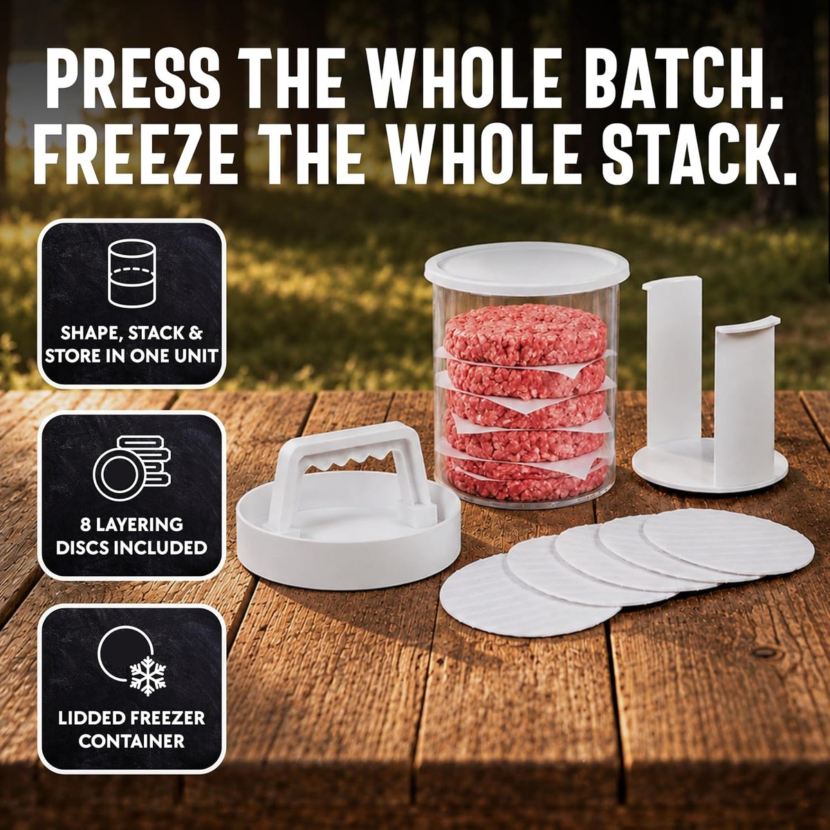 Burger Patty Maker,Multi‑Layer Burger Press Set for BBQ Homemade Prep