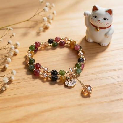 Money Wealth Crystal Bracelet Set Multi Stone Beaded Feng Shui Jewelry