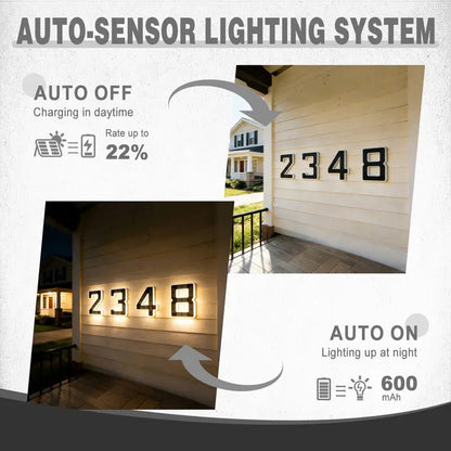 Solar Lighted House Numbers for Outside Waterproof LED Address Signs for Houses