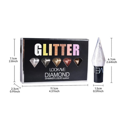 5Pcs Diamond Glitter Eyeliner Set - Waterproof, Long-Lasting Sparkle for Eyes