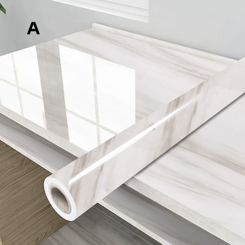 Glossy Marble-Pattern Self-Adhesive Wallpaper—Waterproof and Removable for Cabinets and Bathrooms
