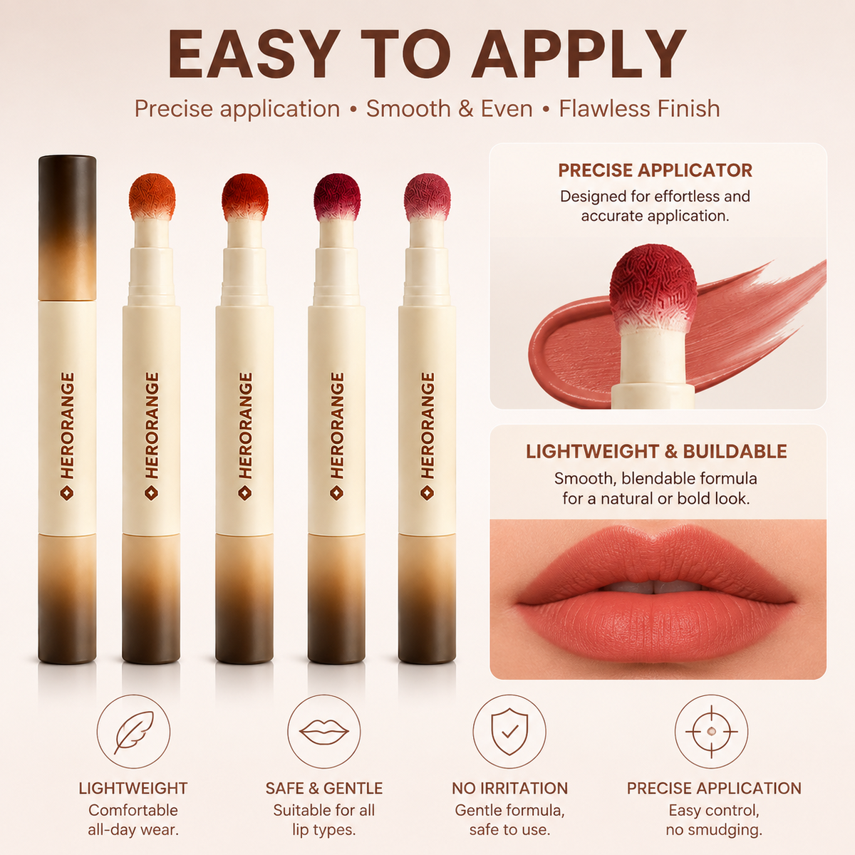 4-Piece Velvet Matte Lip Crayon Set – Waterproof, Kiss-Proof, and Smudge-Proof Lip Makeup Collection