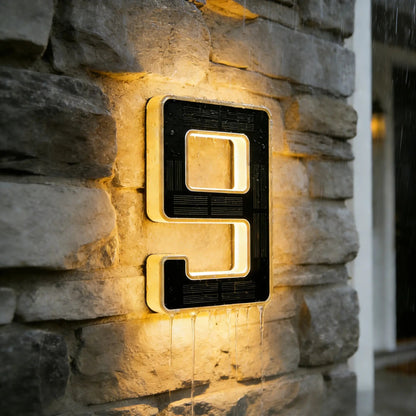 Solar Lighted House Numbers for Outside Waterproof LED Address Signs for Houses