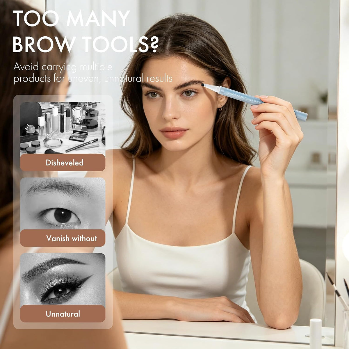 2PCS Dual-Ended 4-Tip Precision Eyebrow Pencil with Spoolie Brush