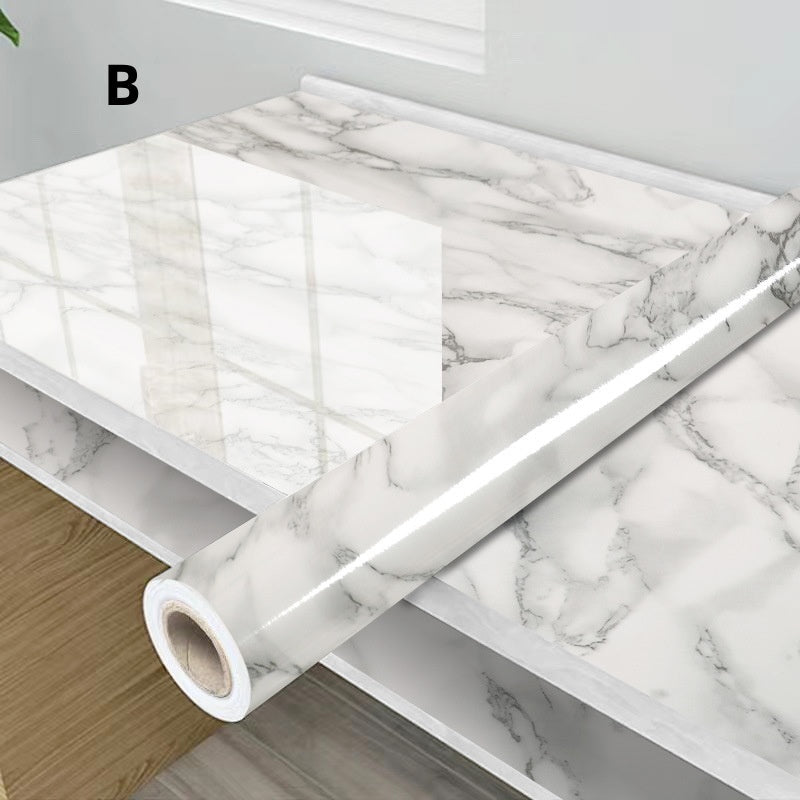 Glossy Marble-Pattern Self-Adhesive Wallpaper—Waterproof and Removable for Cabinets and Bathrooms