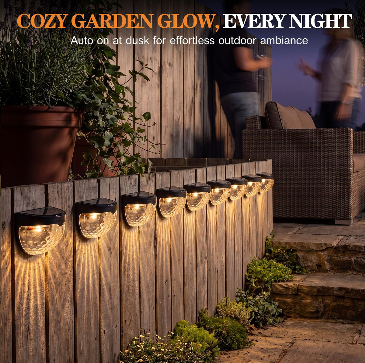 2 Pack LED Waterproof Garden Bed Solar Lights with Dusk to Dawn Sensors