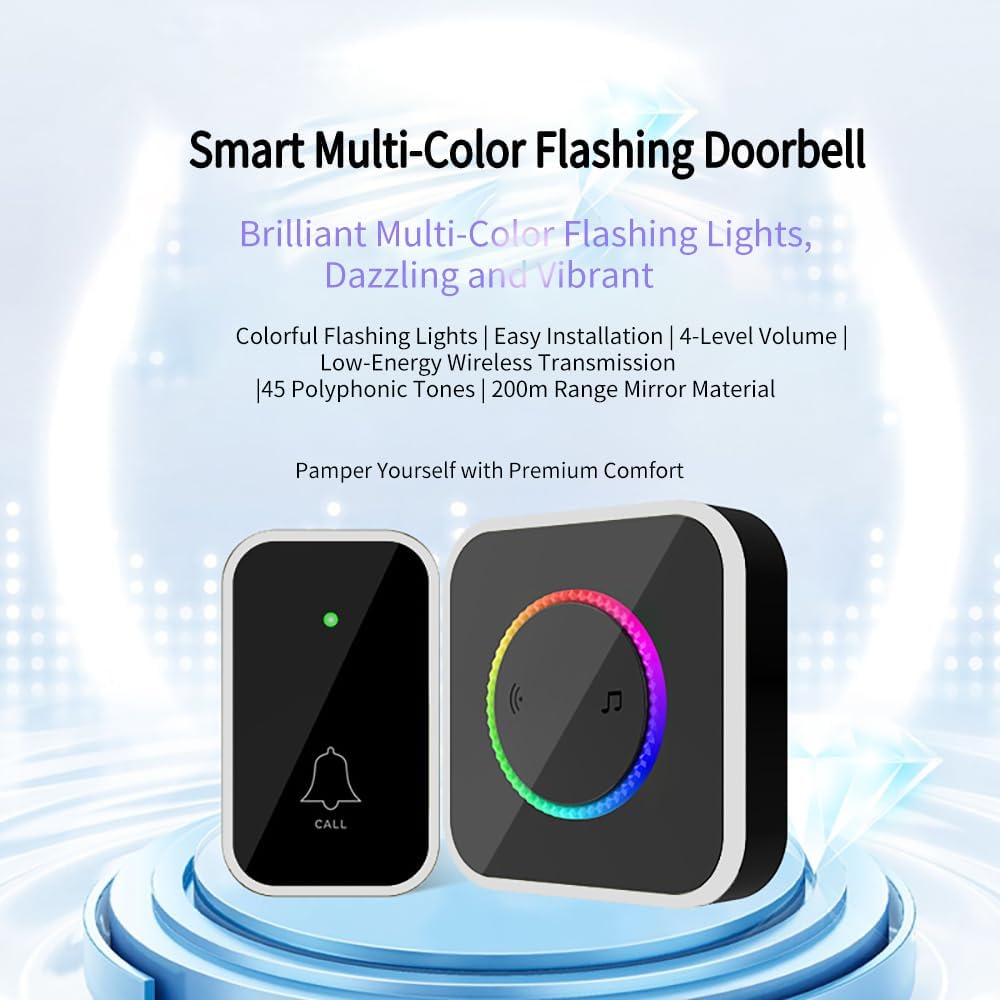 [No Need Batteries] Wireless Doorbell, Waterproof Electronic Doorbell Kit