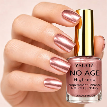 Rose Gold Chrome Nail Polish – Quick-Dry, Mirror Shine, Lasts