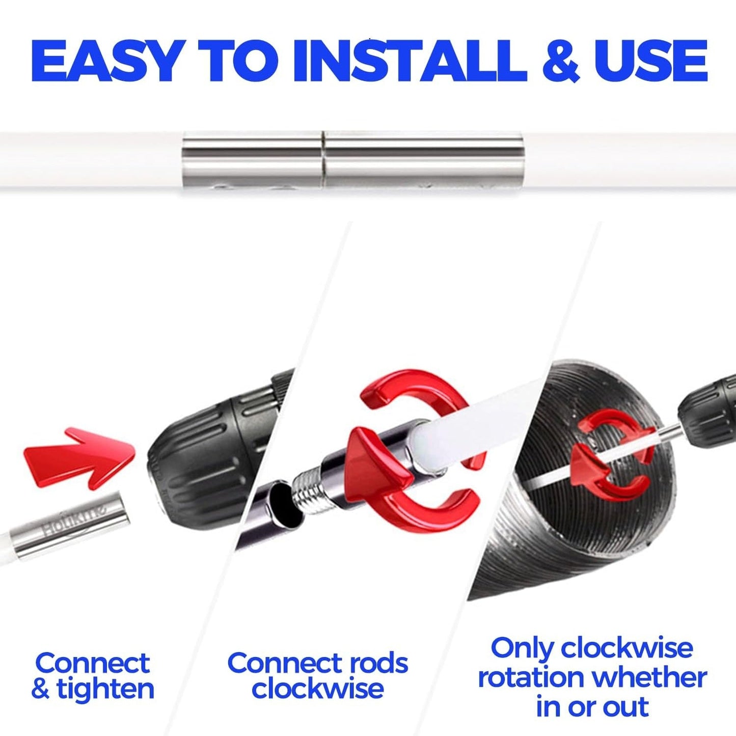 Dryer Vent Cleaner Kit - Flexible Lint Brush with Drill Attachment