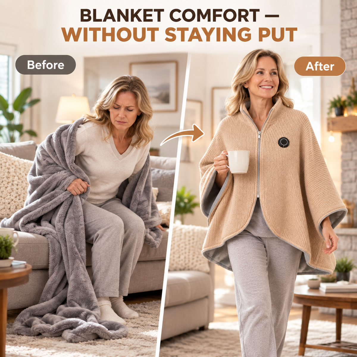 USB-Heated Wearable Shawl for Women