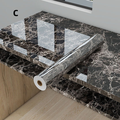 Glossy Marble-Pattern Self-Adhesive Wallpaper—Waterproof and Removable for Cabinets and Bathrooms