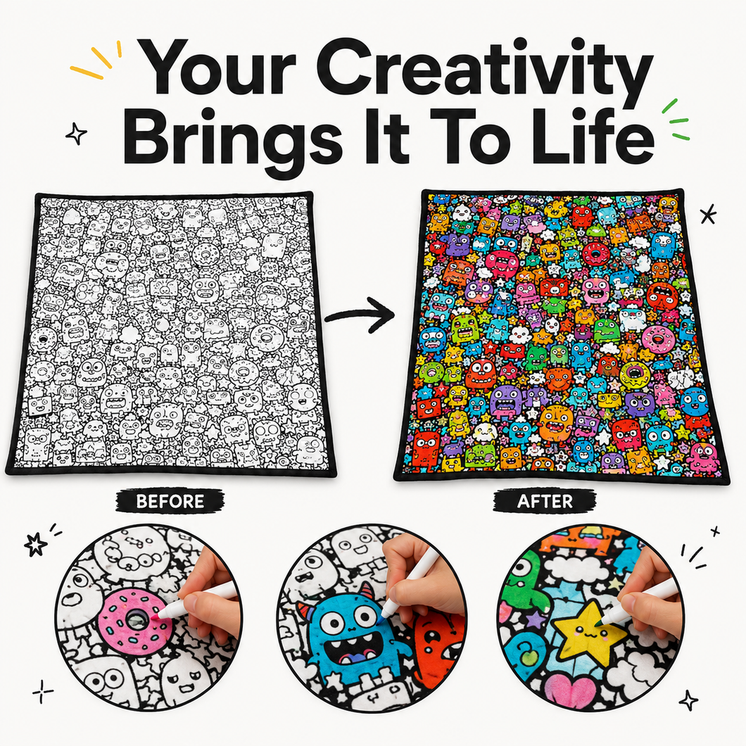 Color-Your-Own Coloring Blanket with 12-Color Marker Set