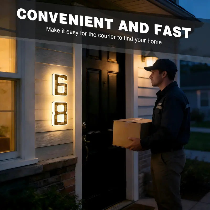 Solar Lighted House Numbers for Outside Waterproof LED Address Signs for Houses