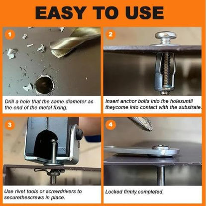 35Pcs Expansion Screw Petal Nut, M4 M5 M6 M8 Hollow Wall Anchors Nuts Kit with Screws