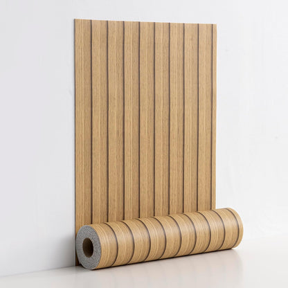 Wood Grain Slat Wall Panels Peel and Stick Faux Wood Thick Wallpaper