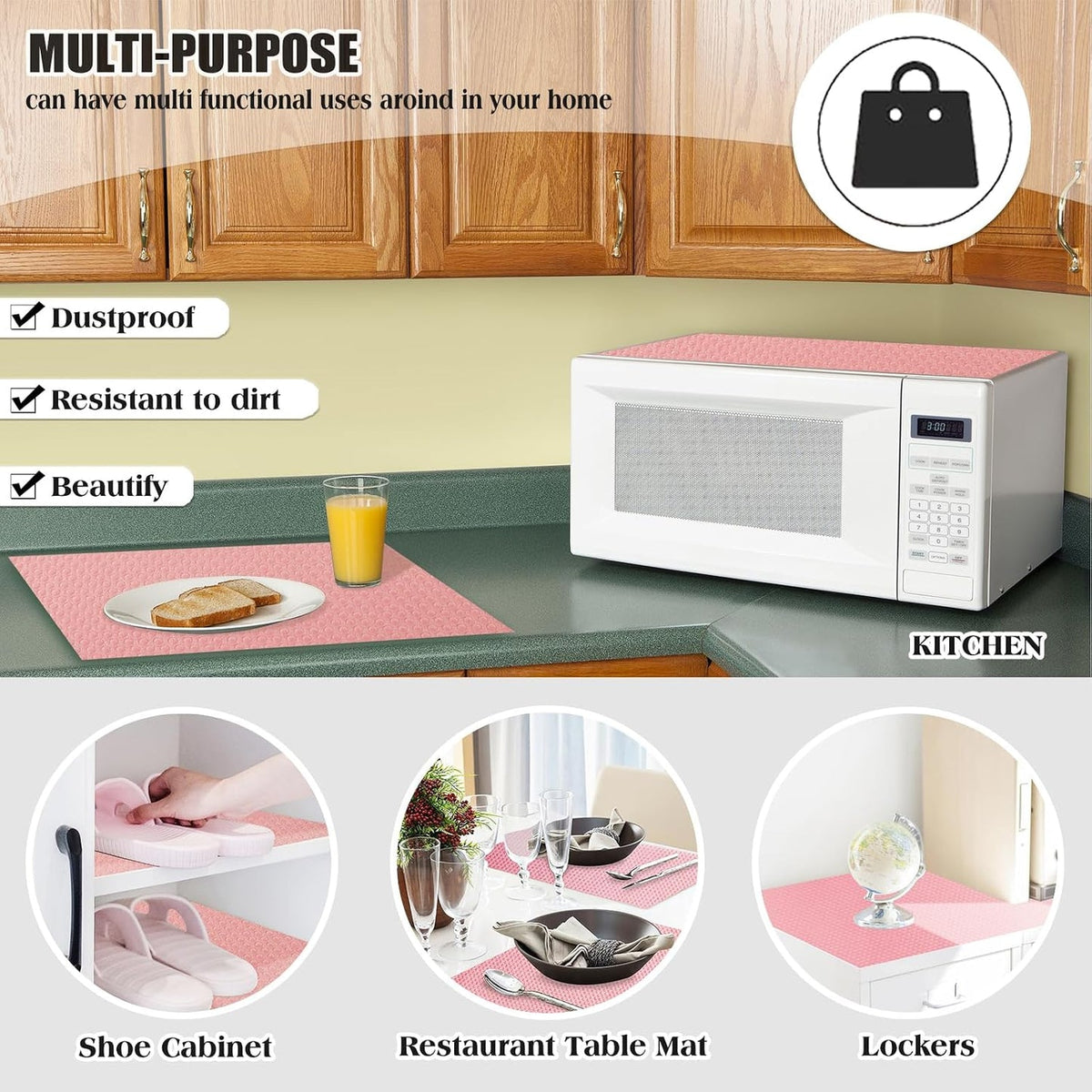 Refrigerator Liners for Shelves Non-Adhesive Shelf or Drawer Liner