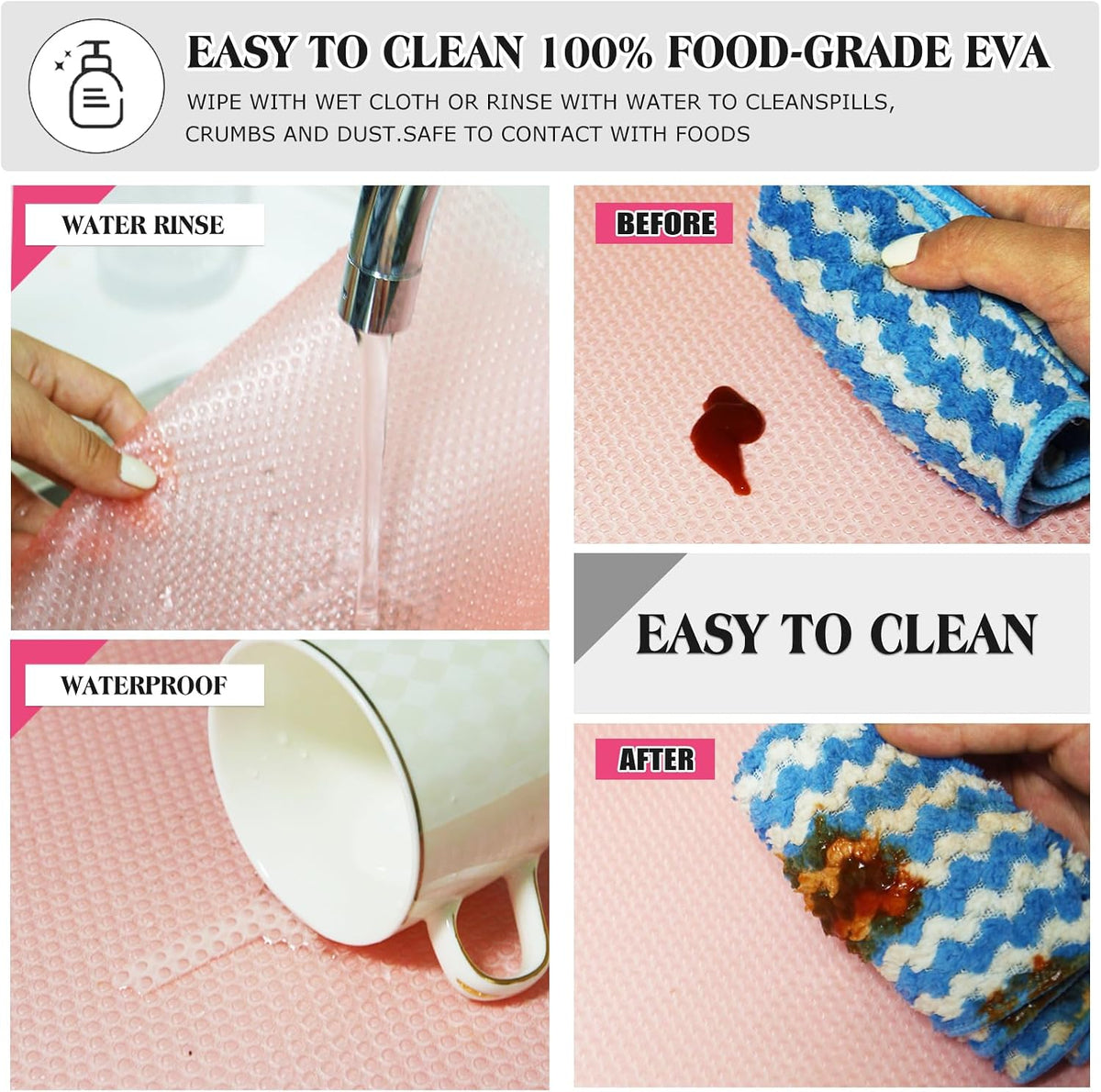 Refrigerator Liners for Shelves Non-Adhesive Shelf or Drawer Liner