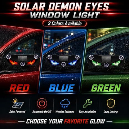 Solar Demon Eye LED Car Window Light, Wireless Demon Eyes Windshield Warning Lamp