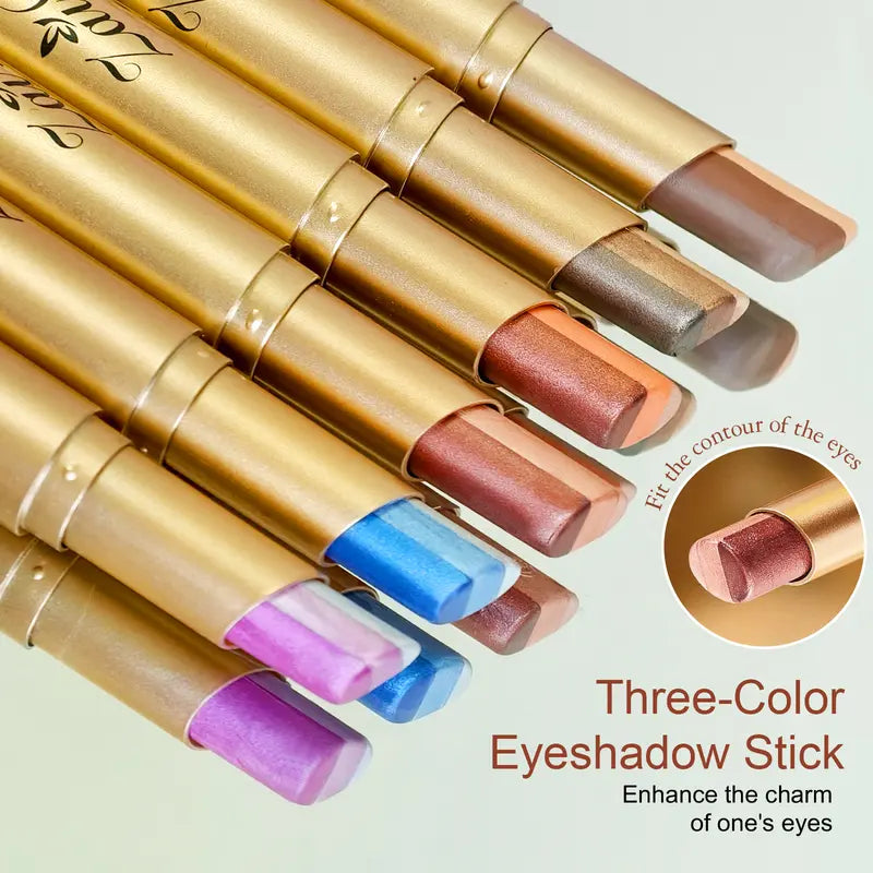 Three-Color Eyeshadow Stick, Fine Shimmer Gradient Contour Highlighter