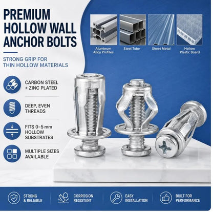 35Pcs Expansion Screw Petal Nut, M4 M5 M6 M8 Hollow Wall Anchors Nuts Kit with Screws
